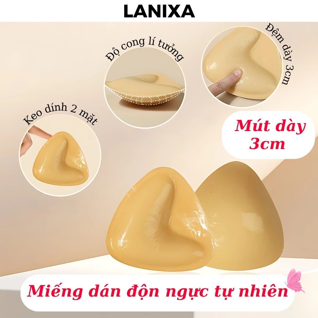 Mút độn ngực hình chữ V keo dán 2 mặt chắc chắn giúp đẩy ngực tạo khe gợi cảm sexy LANIXA D3008