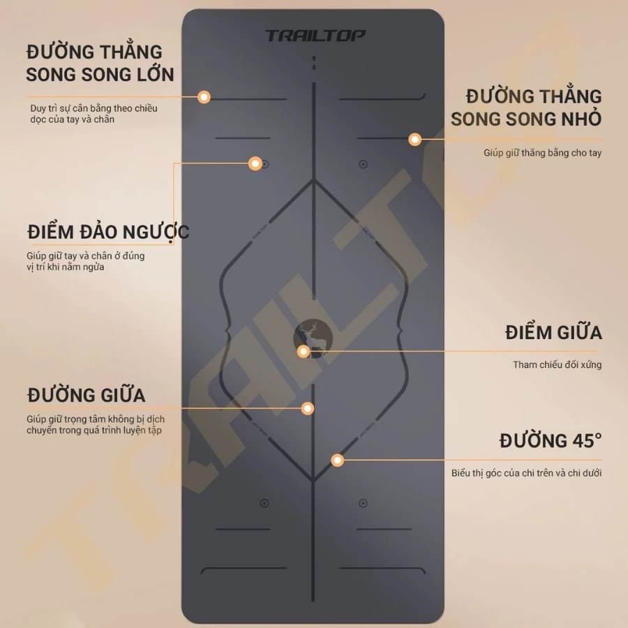 【COD】Trailtop Thảm Tập Yoga Thảm Tập Gym Có Thể Giáo Dục Tại Nhà Cao Su Non TPE Cao Cấp Dày 6/8mm
