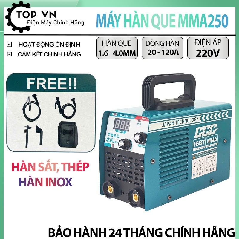 { BH 24 tháng } Máy hàn mini - máy hàn que MMA250 GGG, hàn que 1.6-4.0 . hàn sắt, thép, inox. bộ phụ kiện đầy đủ....