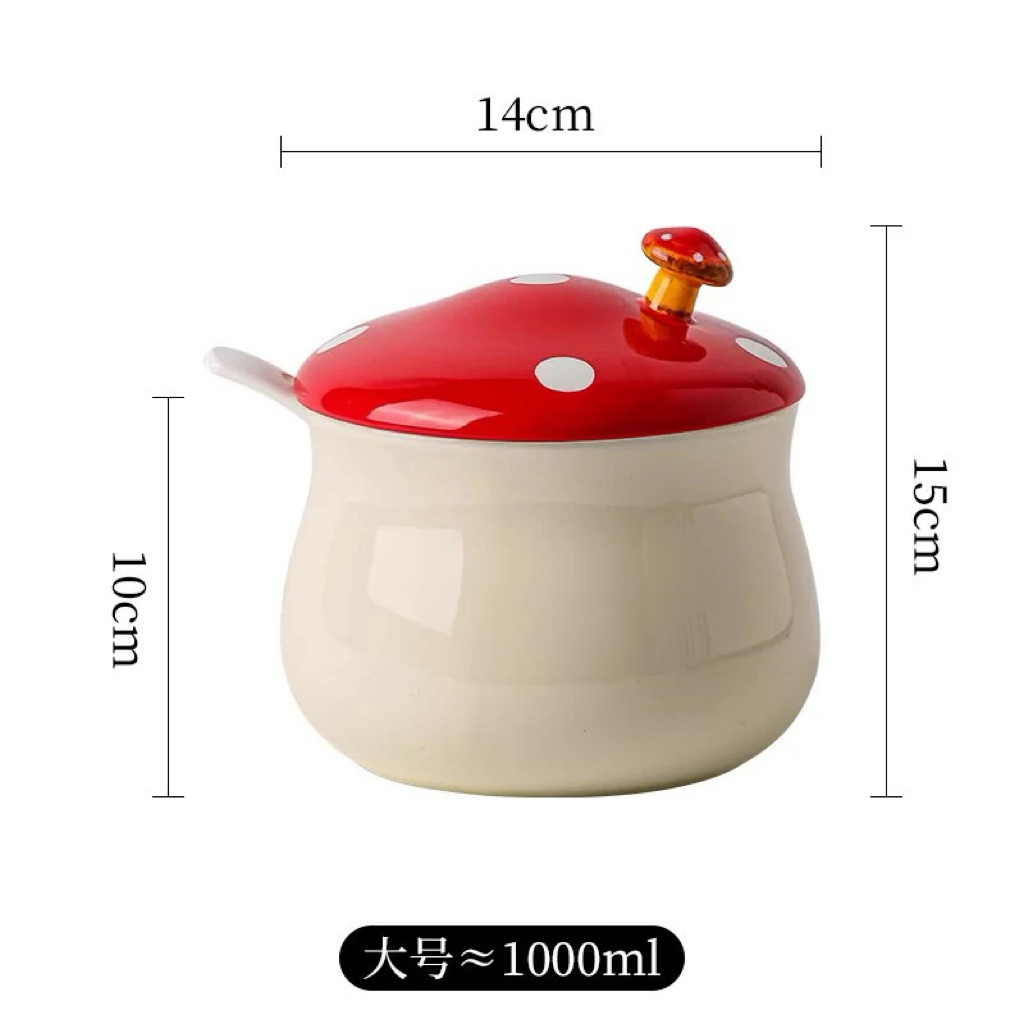 Hũ đựng mỡ hình cây nấm đỏ