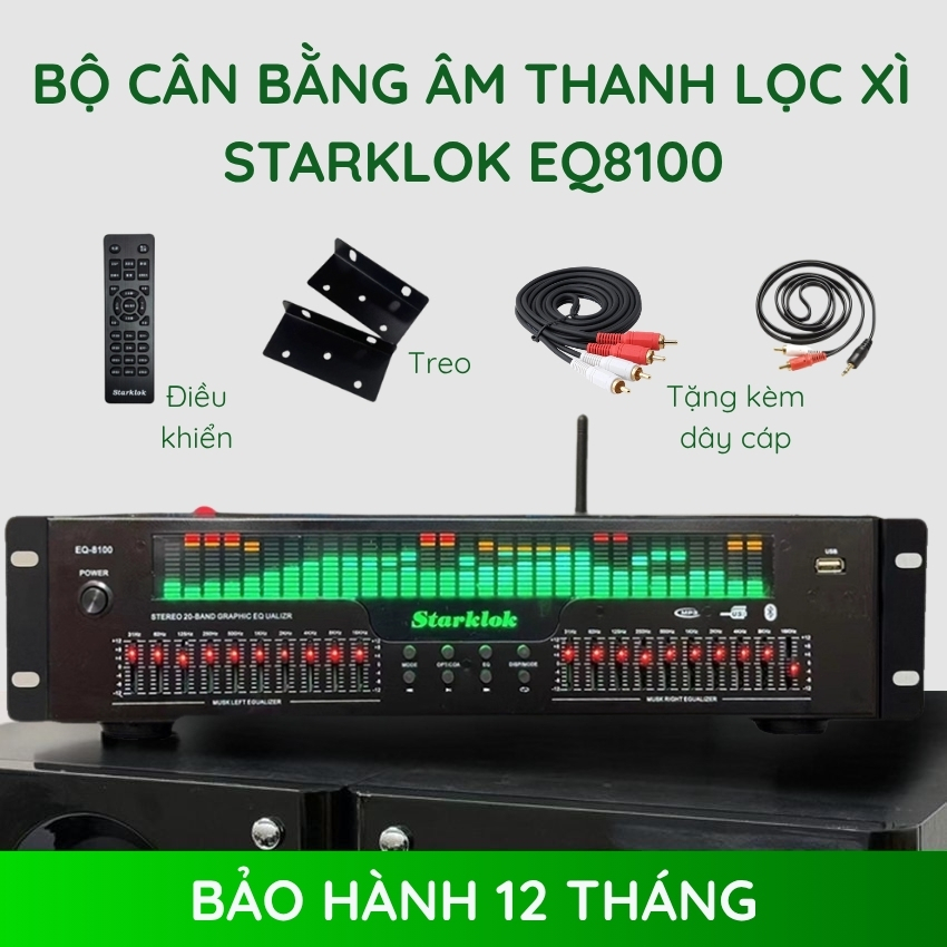Lọc xì Equalizer Starklok EQ-8100 -Bộ cân bằng âm thanh - Lọc tiếng âm thanh sạch sáng, kết nối bluetooth, có cổng quang
