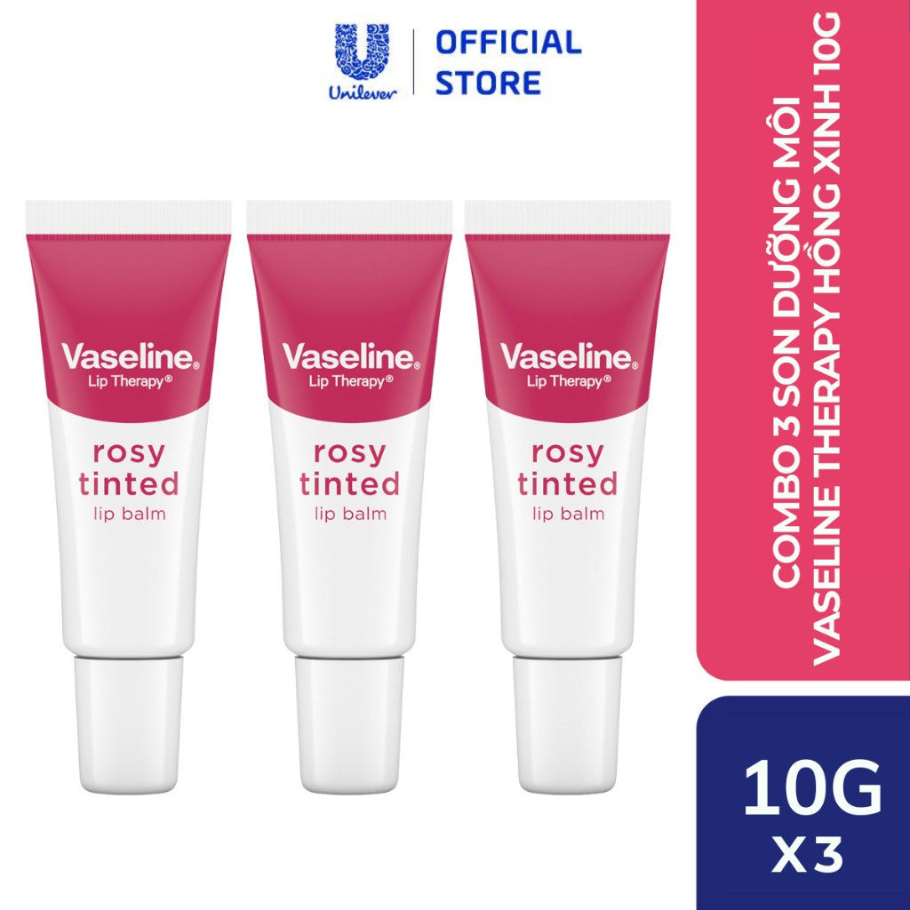 Combo 3 Son dưỡng môi Vaseline Therapy 10gx3 (tùy chọn)