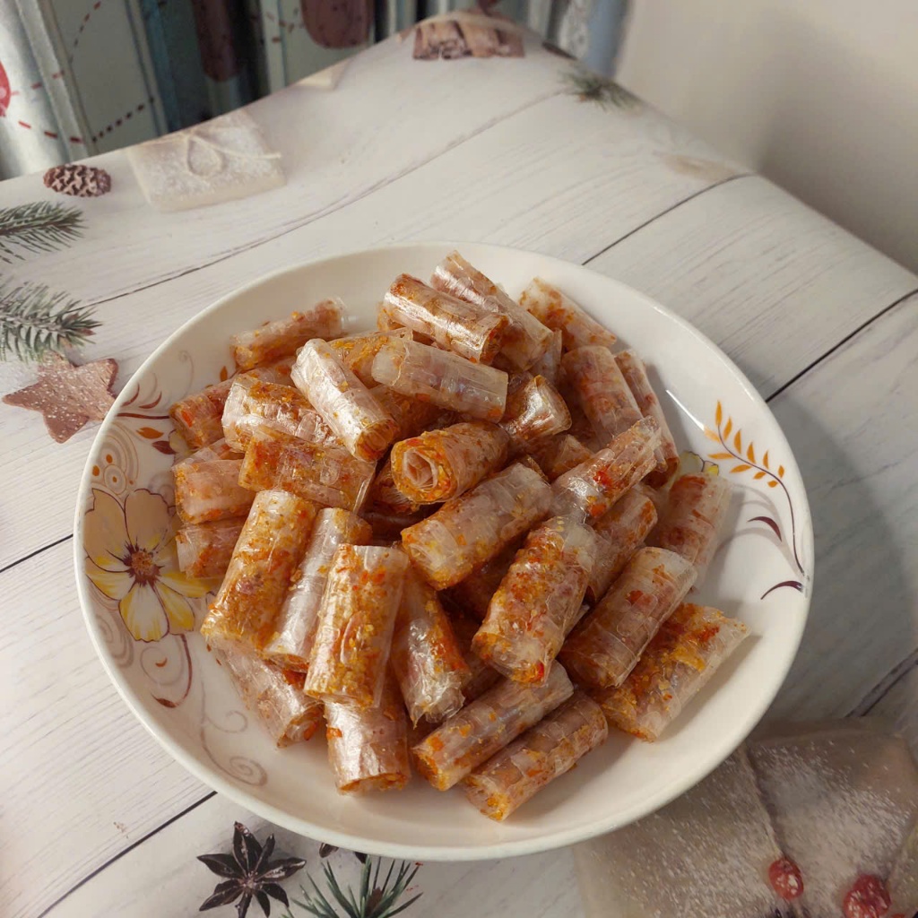 1kg bánh tráng trộn sa tế cuộn tép hành cực ngon, ăn là nghiền