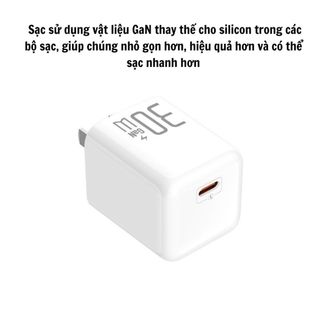 Củ sạc nhanh PD30W - Công nghệ GaN - Sạc nhanh không nóng - An toàn, ổn định - Bảo vệ thiết bị - BH 2 năm