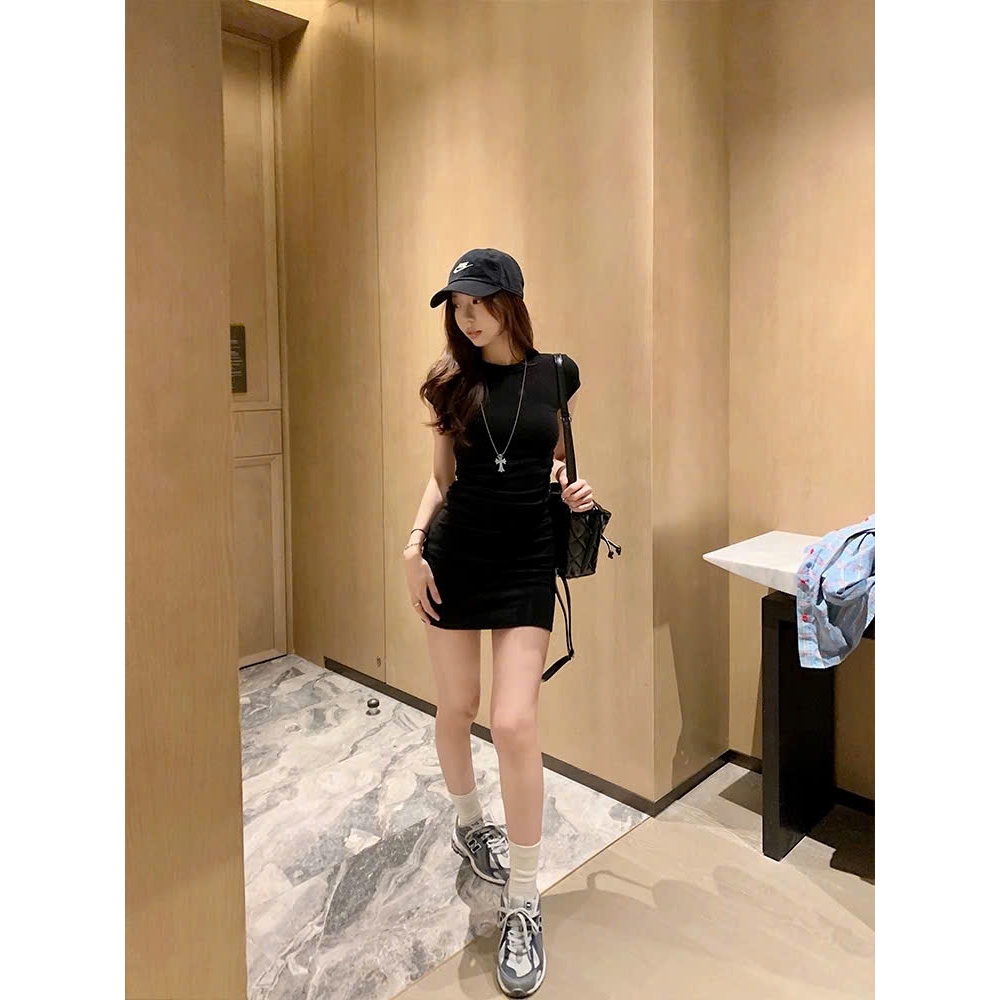 [CÓ SIZE] Đầm Ôm Body Dáng Ngắn RANSHI Váy Nhún Eo Mặc Đi Chơi Đi Cà Phê Chất Thun Gân Chính Phẩm - RBD148