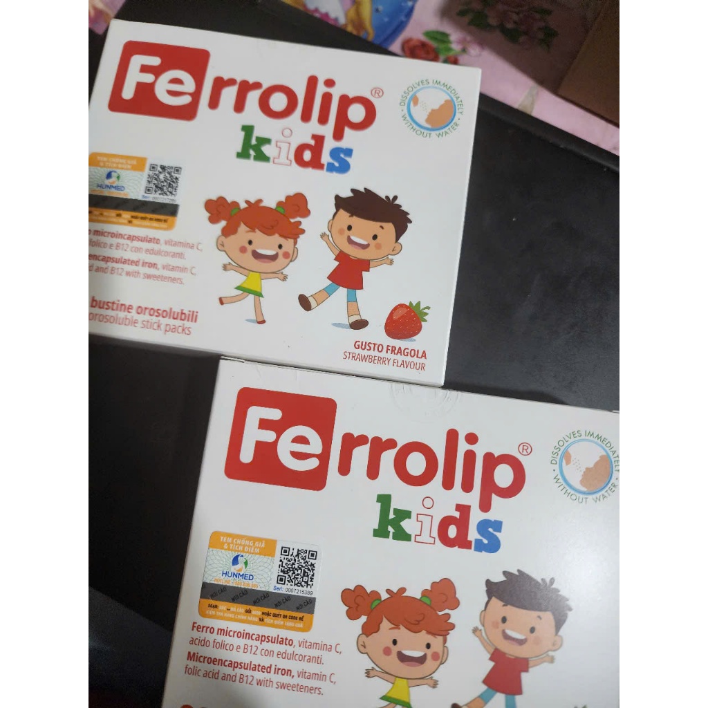 Sắt Sinh Học Ferrolip Kid Bổ Sung Sắt Liposome Cho Trẻ Từ 1 Tuổi Hương Dâu Thơm Ngon Dễ Tan 20 Gói