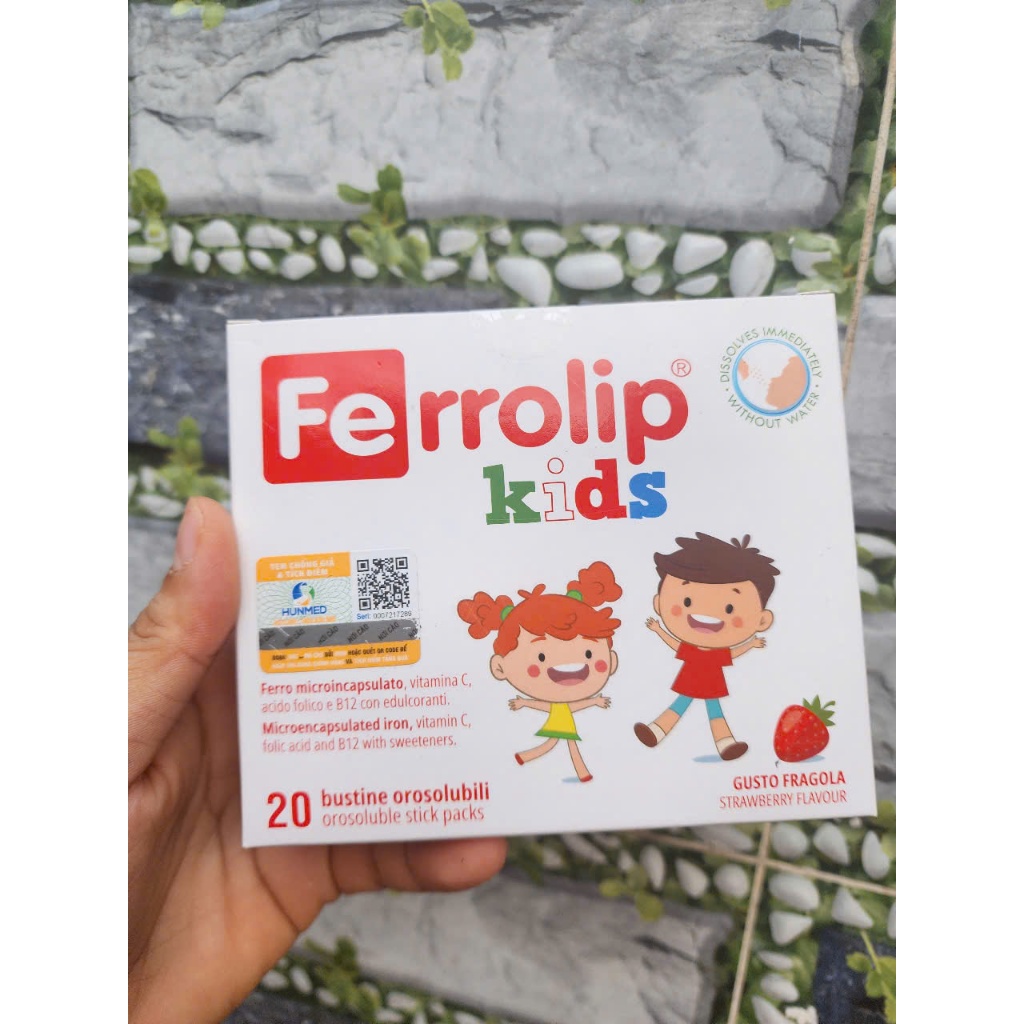 Sắt Sinh Học Ferrolip Kid Bổ Sung Sắt Liposome Cho Trẻ Từ 1 Tuổi Hương Dâu Thơm Ngon Dễ Tan 20 Gói
