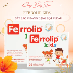 Sắt Sinh Học Ferrolip Kid Bổ Sung Sắt Liposome Cho Trẻ Từ 1 Tuổi Hương Dâu Thơm Ngon Dễ Tan 20 Gói