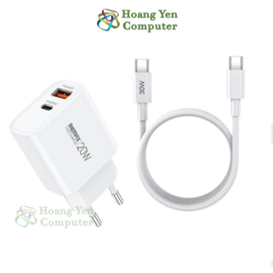 Bộ Sạc Nhanh PD 20W Remax RP-U120 Chính Hãng 2 Cổng Sạc (Cổng USB + Cổng Type C) - BH 12 Tháng - Hoàng Yến Computer