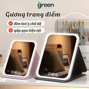 Gương Trang Điểm Đèn LED Cảm Ứng Thông Minh, Gương Đèn Để Bàn Chỉnh Ánh Sáng, Gương Makeup Có Đèn