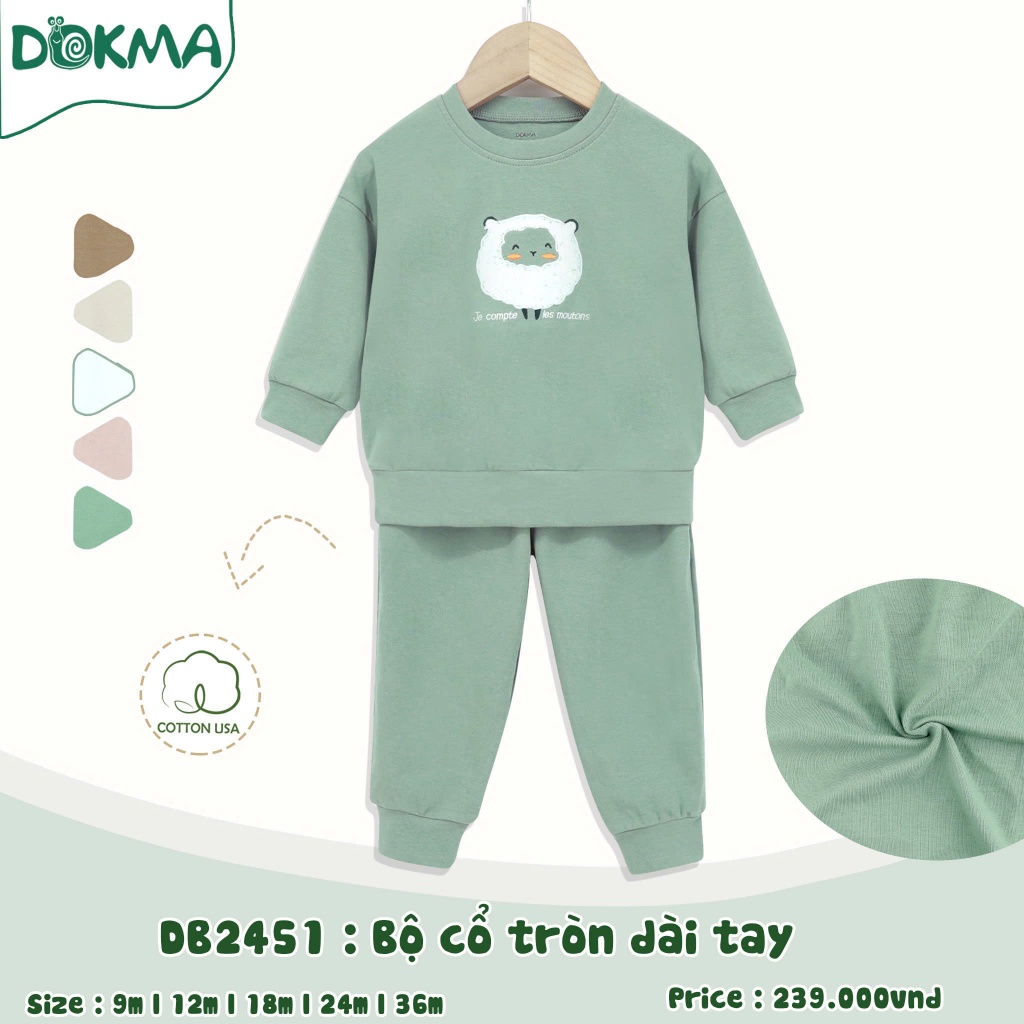 (8-13kg, 6-36M) Bộ Cotton, Nỉ Dài Tay Dokma DB1298 DB2441 DB2451 DB2689 DB3183 DB3165