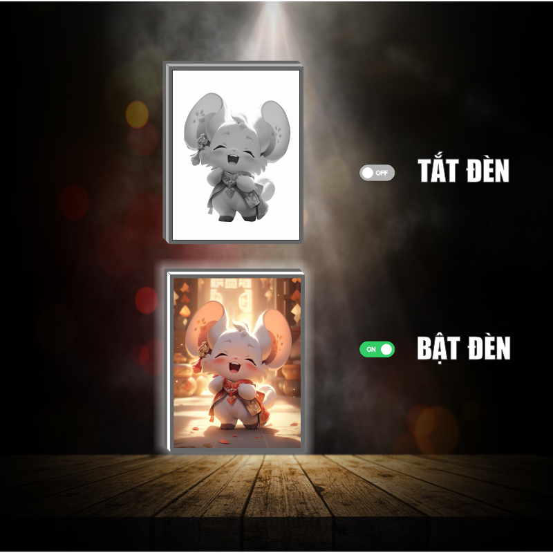 Tranh đèn led 3D đổi màu 12 Con giáp - Tranh đèn led 3D  trang trí bàn làm việc, đèn ngủ