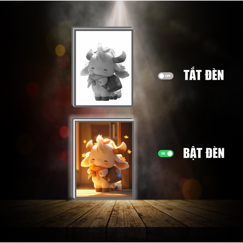 Tranh đèn led 3D đổi màu 12 Con giáp - Tranh đèn led 3D  trang trí bàn làm việc, đèn ngủ