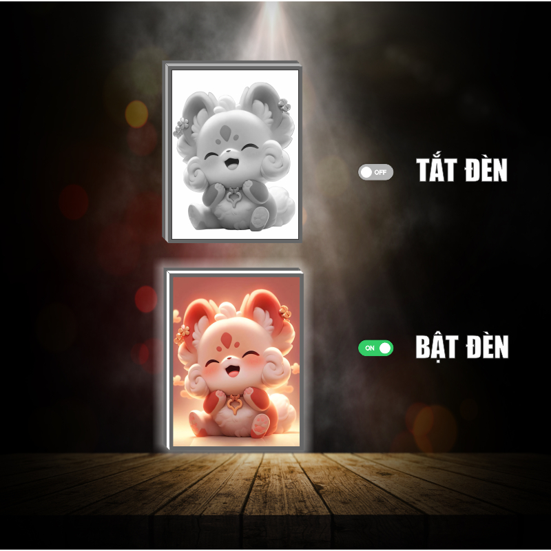 Tranh đèn led 3D đổi màu 12 Con giáp - Tranh đèn led 3D  trang trí bàn làm việc, đèn ngủ