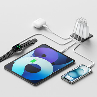 Bộ Adapter sạc nhanh Belkin 112W 4 cổng và cáp C-C 2M, 3 USB-C + 1 USB-A GaN màu trắng