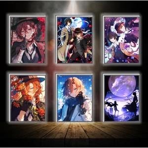 Tranh đèn led 3D đổi màu Bungou stray dogs - Văn hào lưu lạc - Tranh đèn led 3D trang trí bàn làm việc, đèn ngủ