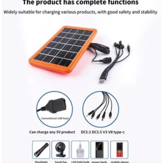 SUBOGDG Tấm pin mặt trời đơn tinh thể mini 6V 3W/6W, cáp USB 5 trong 1