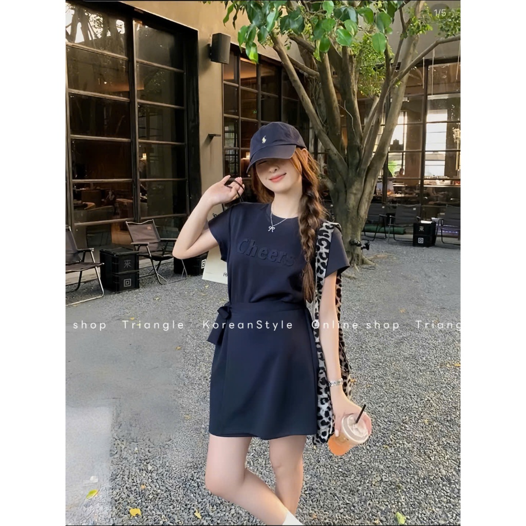 TRIANGLE - Short Cheers Dress(Cân nhắc kỹ, return is not welcomed) - Đầm ngắn style Hàn dễ mặc chất vải cotton compact