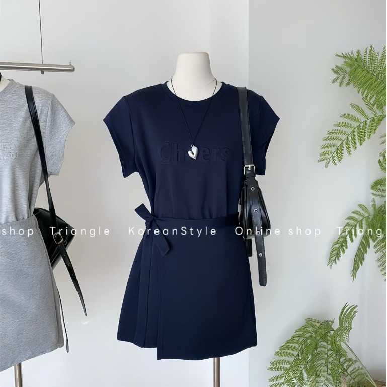 TRIANGLE - Short Cheers Dress(Cân nhắc kỹ, return is not welcomed) - Đầm ngắn style Hàn dễ mặc chất vải cotton compact