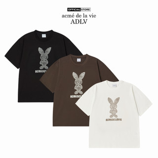 Áo Thun ADLV Stripe Rabbit dáng oversized màu đen/kem/nâu đậm - Hàng chính hãng