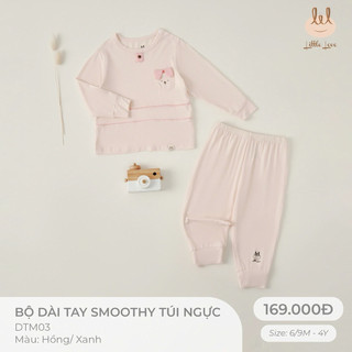 Bộ dài tay smoothy túi ngực thêu gấu