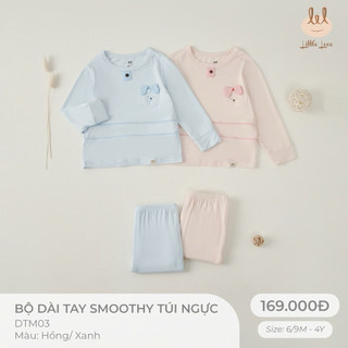 Bộ dài tay smoothy túi ngực thêu gấu