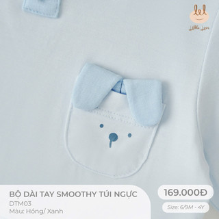 Bộ dài tay smoothy túi ngực thêu gấu