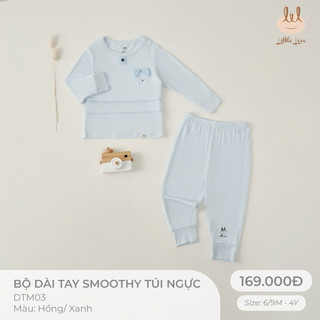 Bộ dài tay smoothy túi ngực thêu gấu