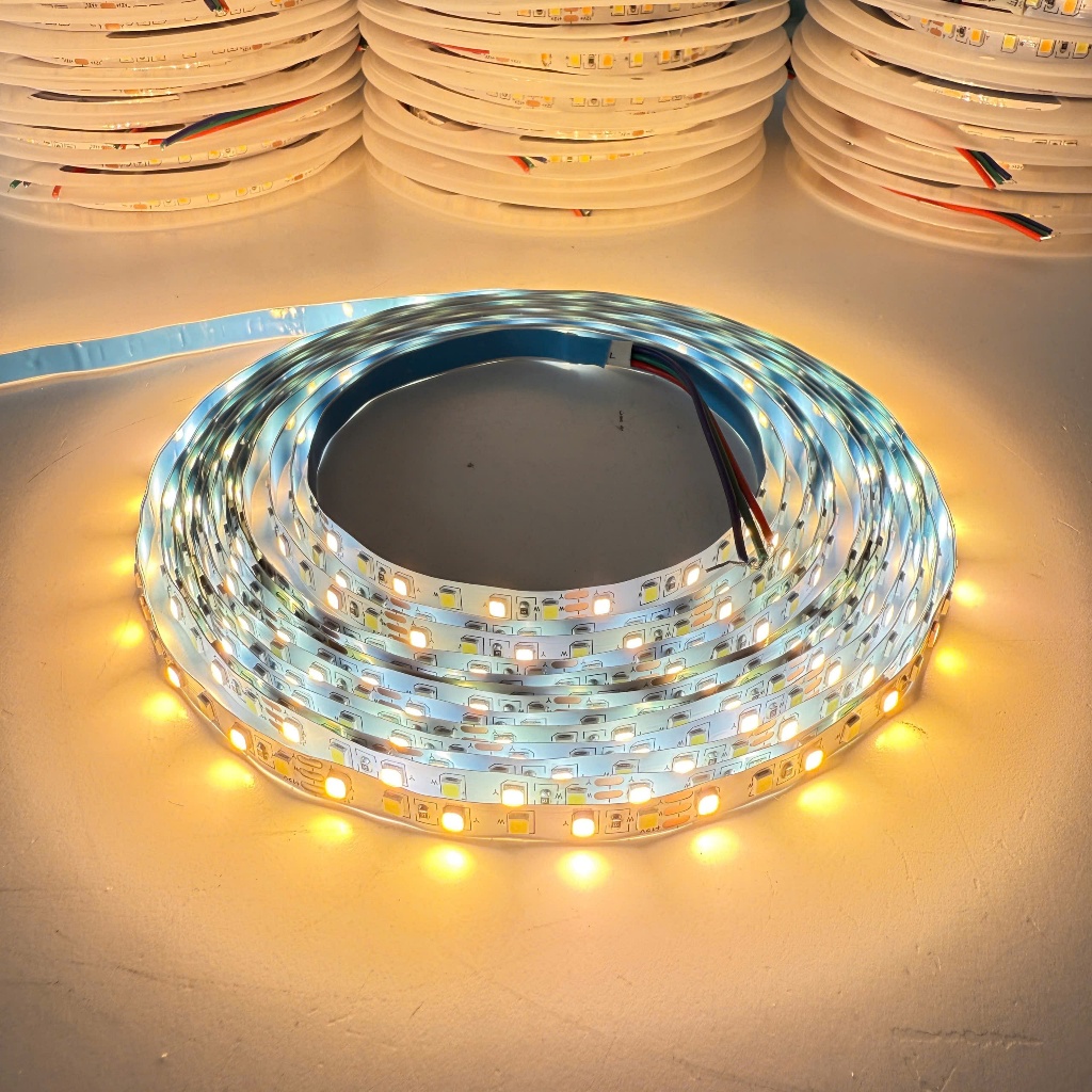 (LED DÁN 3 MÀU) 120 Led/mét Đèn LED dây 2835 - 12V cuộn 5m - có keo 2 mặt, ánh sáng đổi 3 màu Trắng - Vàng - Trung tính