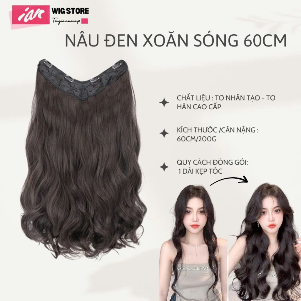 TÓC KẸP DẢI XOĂN SÓNG DÀI 60CM – BIẾN HÓA MÁI TÓC THẦN TỐC