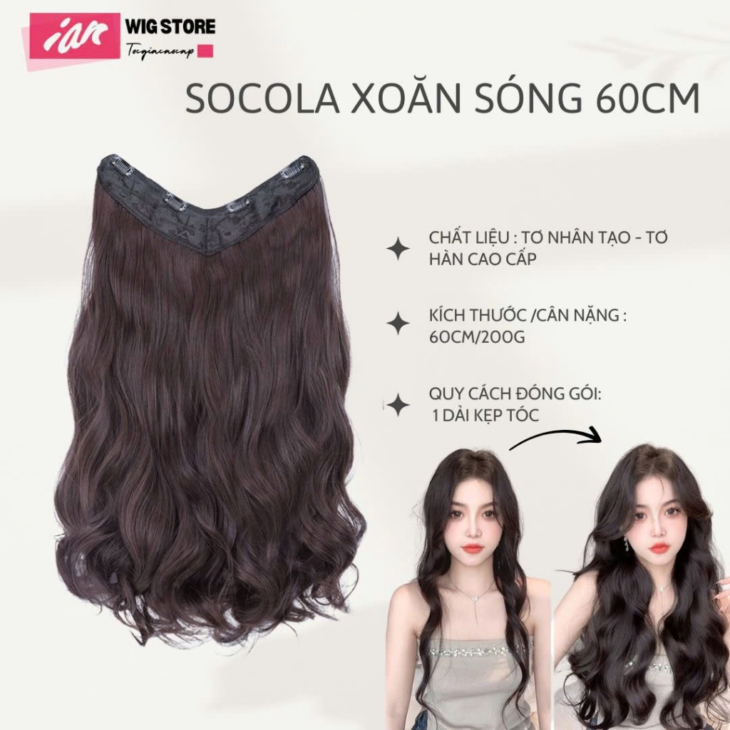 TÓC KẸP DẢI XOĂN SÓNG DÀI 60CM – BIẾN HÓA MÁI TÓC THẦN TỐC