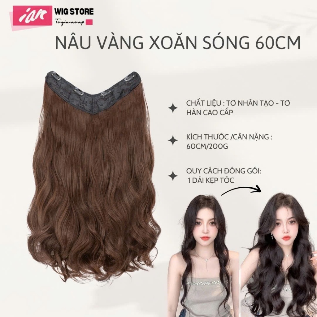 TÓC KẸP DẢI XOĂN SÓNG DÀI 60CM – BIẾN HÓA MÁI TÓC THẦN TỐC