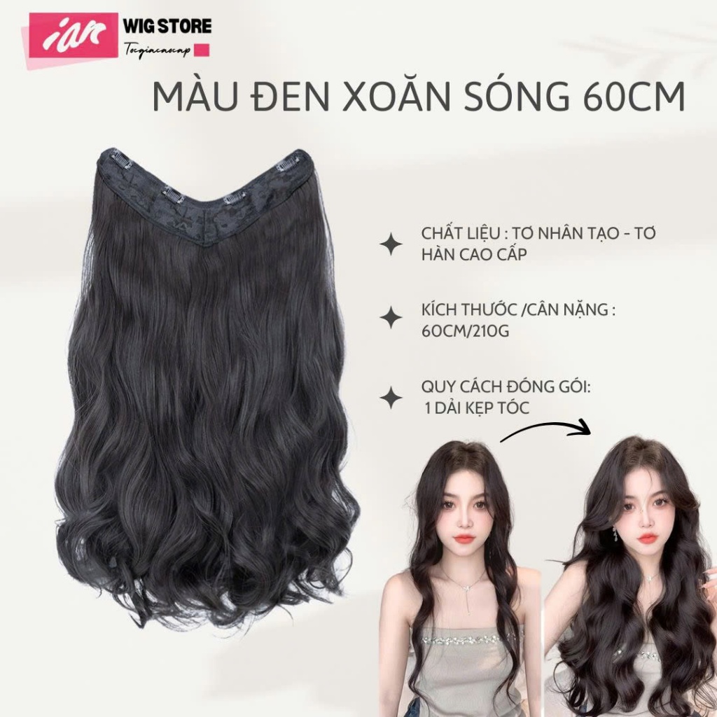 TÓC KẸP DẢI XOĂN SÓNG DÀI 60CM – BIẾN HÓA MÁI TÓC THẦN TỐC