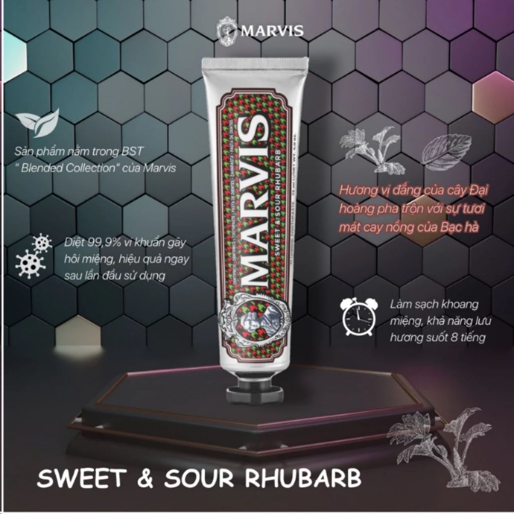 Kem Đánh Răng Ý Marvis Blended Collection - 3 Hương Vị Hoà Trộn Mixed, Cảm Giác Tươi Mát, Kem Đánh Răng Trắng Răng -75ml