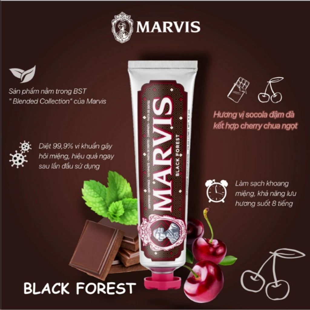 Kem Đánh Răng Ý Marvis Blended Collection - 3 Hương Vị Hoà Trộn Mixed, Cảm Giác Tươi Mát, Kem Đánh Răng Trắng Răng -75ml