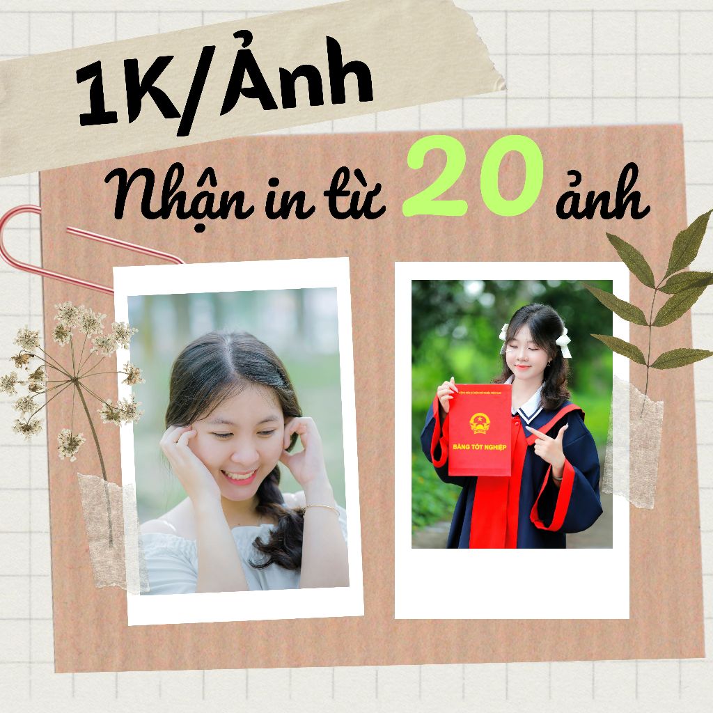 in ảnh theo yêu cầu 1K - nhận in từ 30 tấm in trên 50 ảnh có quà