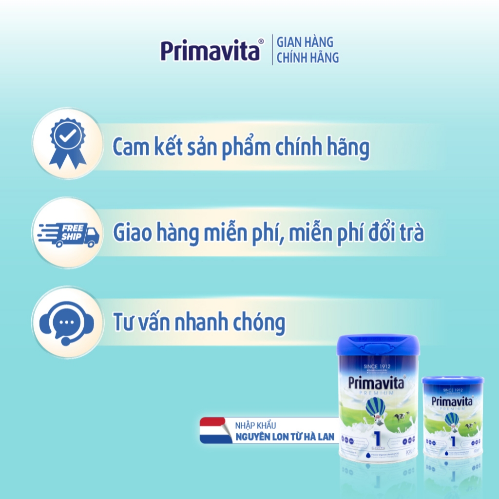 Sữa bột Primavita Premium số 1 nhập khẩu nguyên lon từ Hà Lan