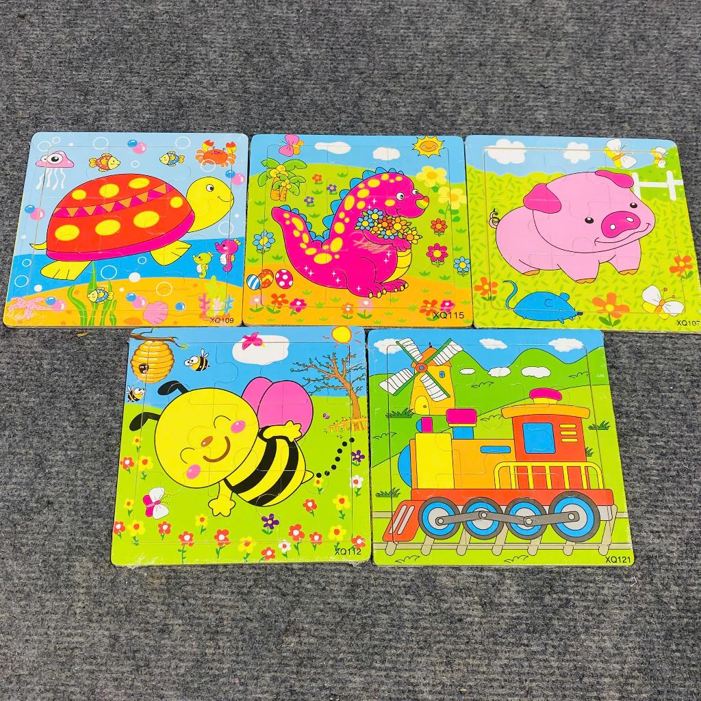 Combo 5 Tranh Ghép Hình 9 Mảnh size 15*15cm - Đồ Chơi Tranh Ghép Phát Triển Tư Duy Cho Bé