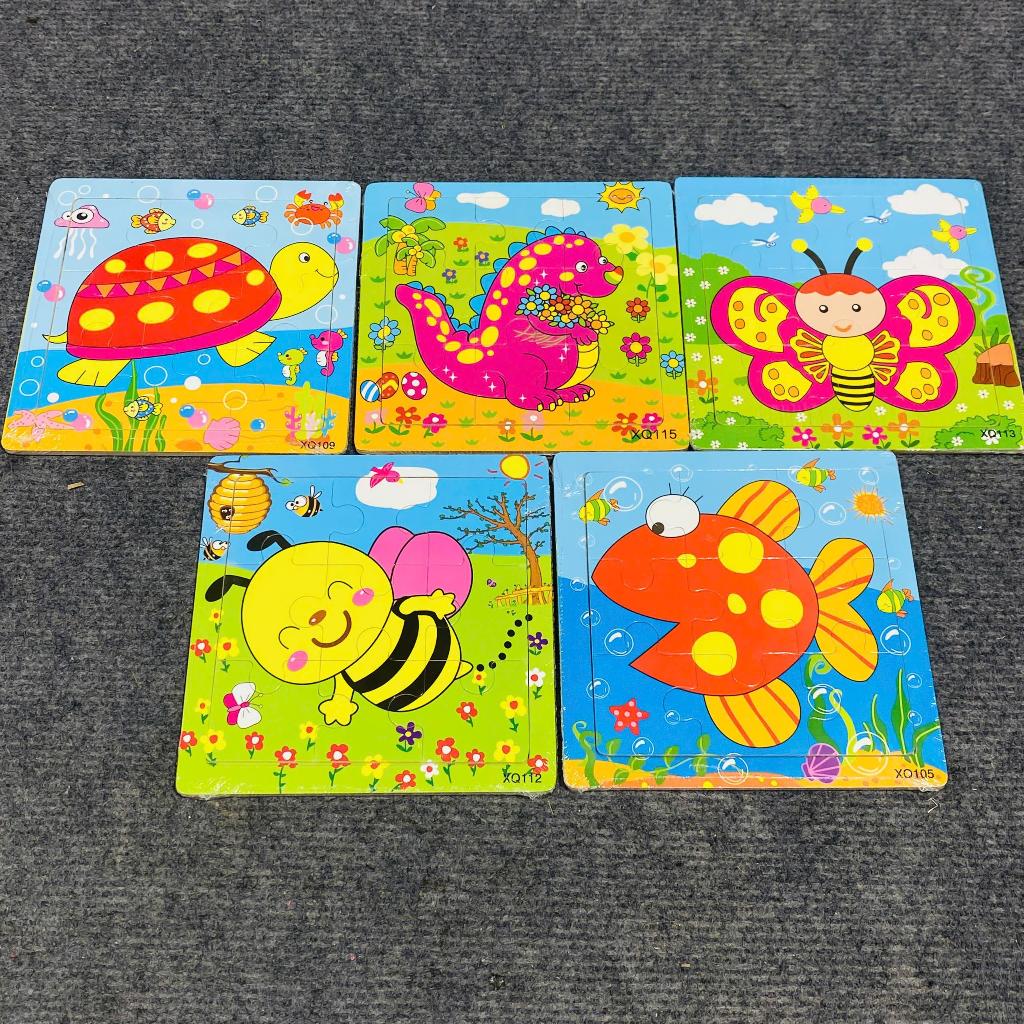 Combo 5 Tranh Ghép Hình 9 Mảnh size 15*15cm - Đồ Chơi Tranh Ghép Phát Triển Tư Duy Cho Bé