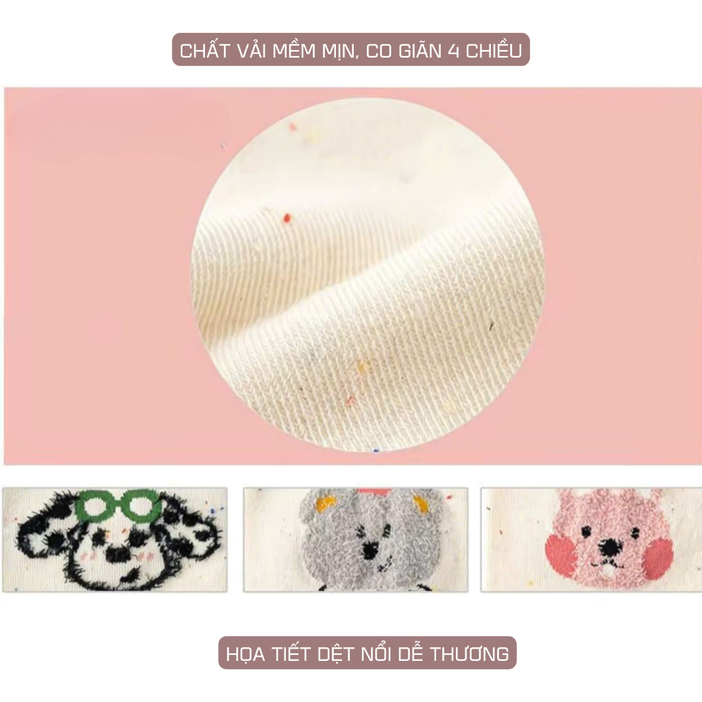 Tất vớ nữ cổ cao họa tiết thú len xù dệt nổi dễ thương, chất liệu mềm mịn thoáng khí - Ekiu Shop