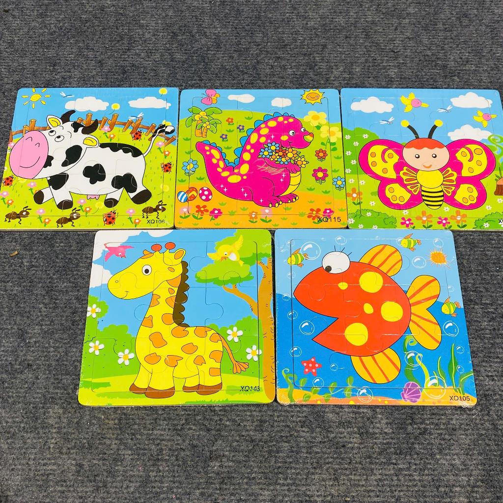 Combo 5 Tranh Ghép Hình 9 Mảnh size 15*15cm - Đồ Chơi Tranh Ghép Phát Triển Tư Duy Cho Bé