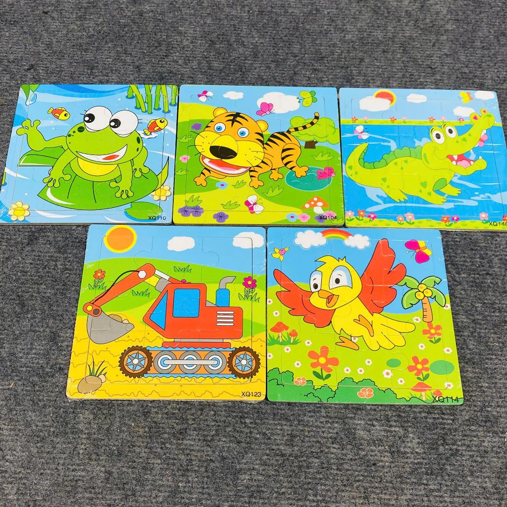 Combo 5 Tranh Ghép Hình 9 Mảnh size 15*15cm - Đồ Chơi Tranh Ghép Phát Triển Tư Duy Cho Bé