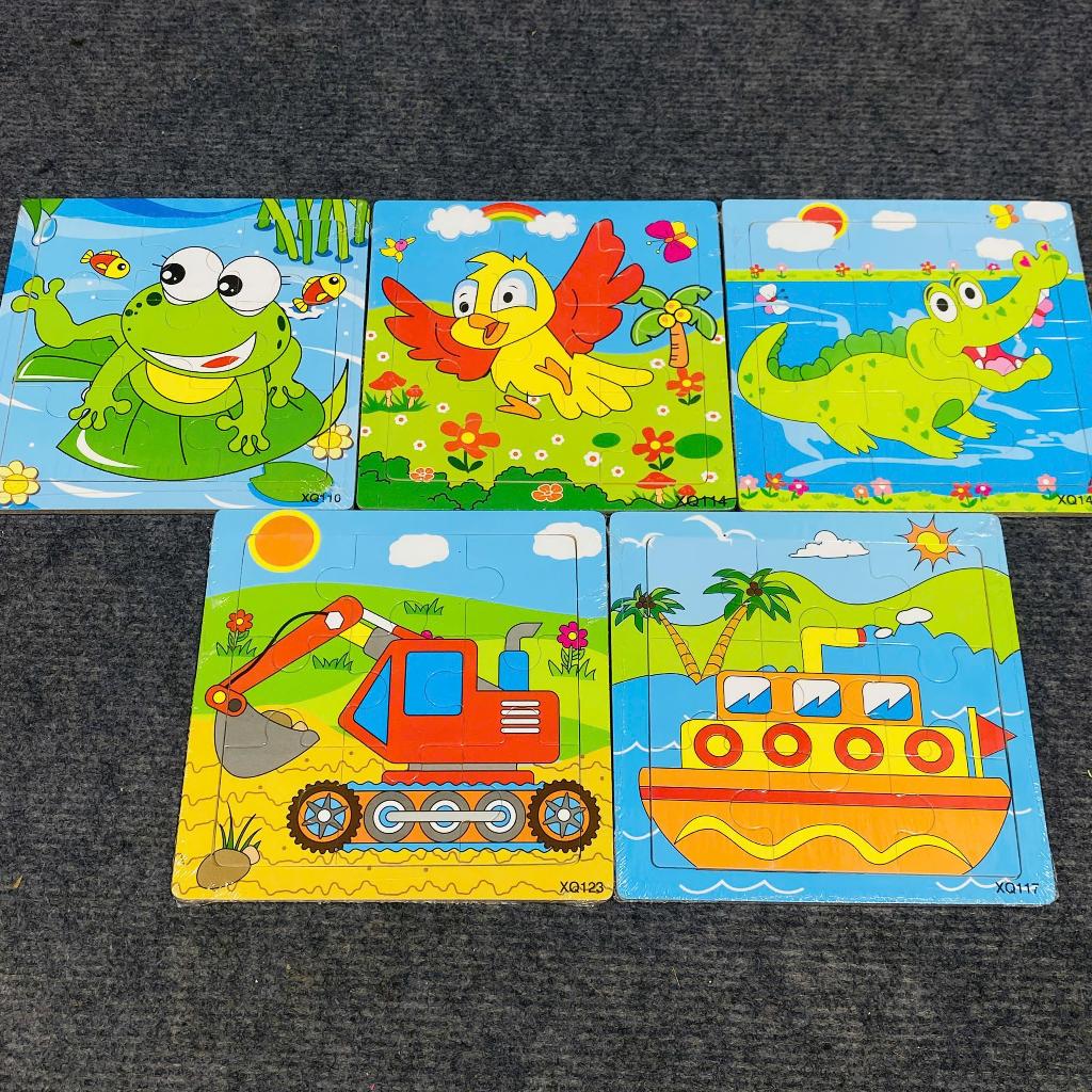 Combo 5 Tranh Ghép Hình 9 Mảnh size 15*15cm - Đồ Chơi Tranh Ghép Phát Triển Tư Duy Cho Bé