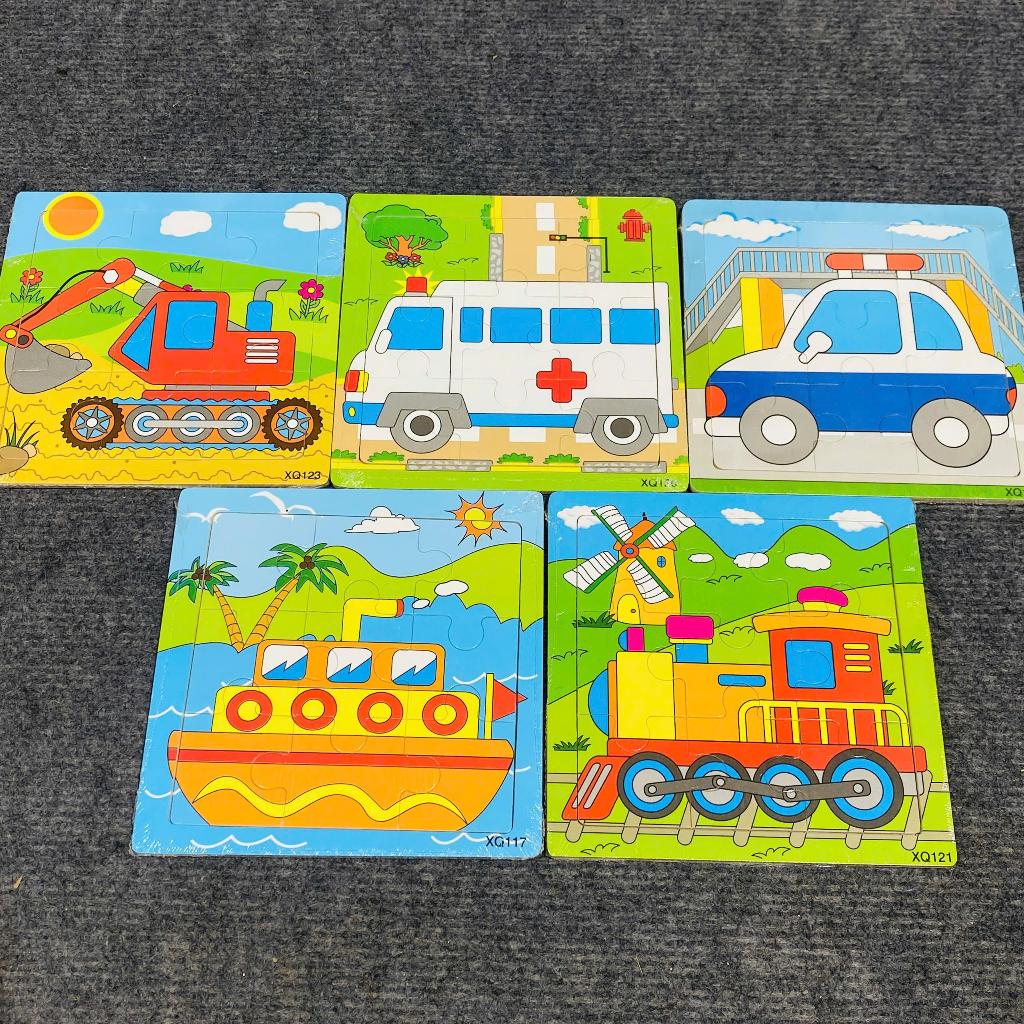 Combo 5 Tranh Ghép Hình 9 Mảnh size 15*15cm - Đồ Chơi Tranh Ghép Phát Triển Tư Duy Cho Bé