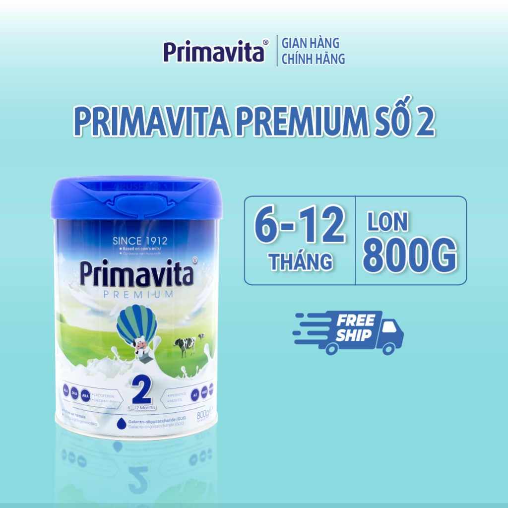Sữa bột Primavita Premium số 2 nhập khẩu nguyên lon từ Hà Lan