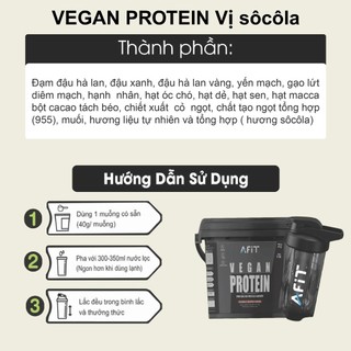Bột đạm thực vật Afit Vegan Protein - Vị Vani/Socolla – Bổ sung protein thuần chay (Hộp 2kg)