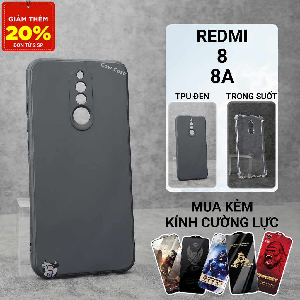 Ốp lưng Redmi 8, Redmi 8a Cowcase trơn màu đen Ốp điện thoại