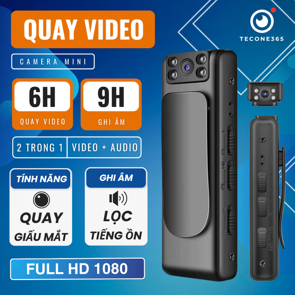 Camera 1080 Full HD Sắc Nét Máy Quay Mini Nhỏ Gọn Cầm Tay Máy Quay Phim Góc Rộng Camera Nhỏ Bỏ túi