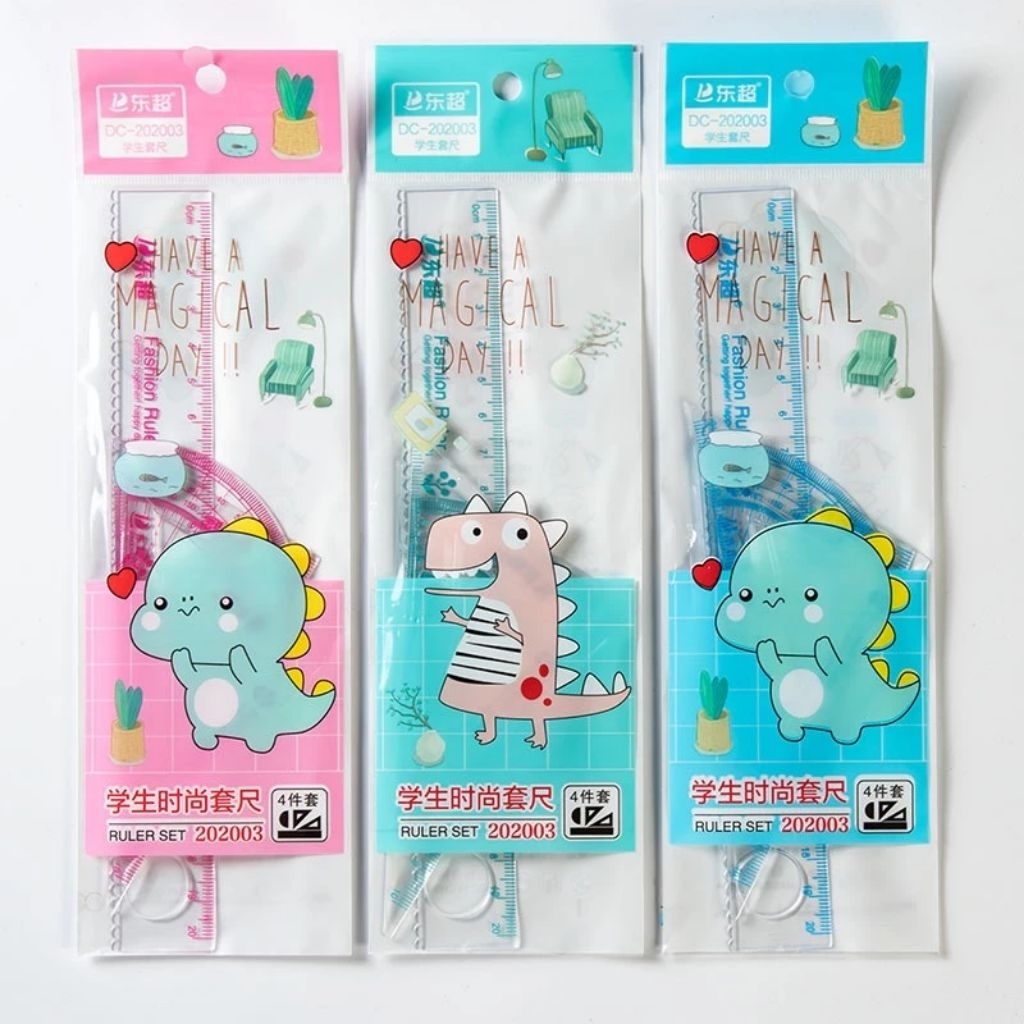 Thước bộ 4 cây dài 20cm đa màu sắc, phụ kiện học tập tuyệt vời.
