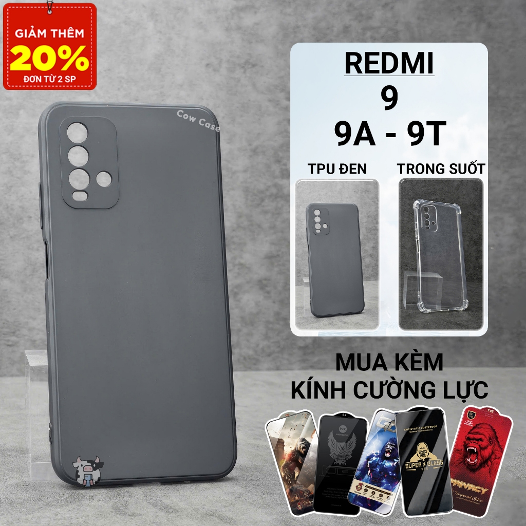 Ốp lưng Redmi 9a, 9t, Redmi Cowcase trơn màu đen Ốp điện thoại